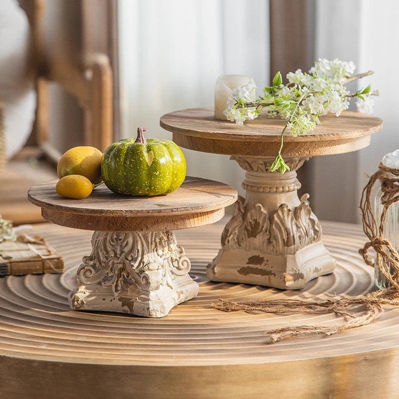 Modern Round Storage Trays Wooden Fruit Food Luxury Figurines Organizer Aesthetic Ornaments Hospitality Accessories Kitchen